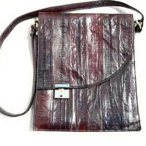 Vintage Italian genuine fine Eel Skin leather Crossbody purse bag
